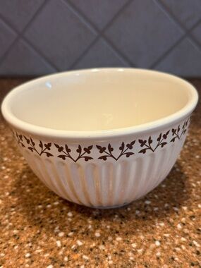 Paula Deen 1 Qt Stoneware Mixing Bowl Cream Brown Vine Farmhouse Kitchen